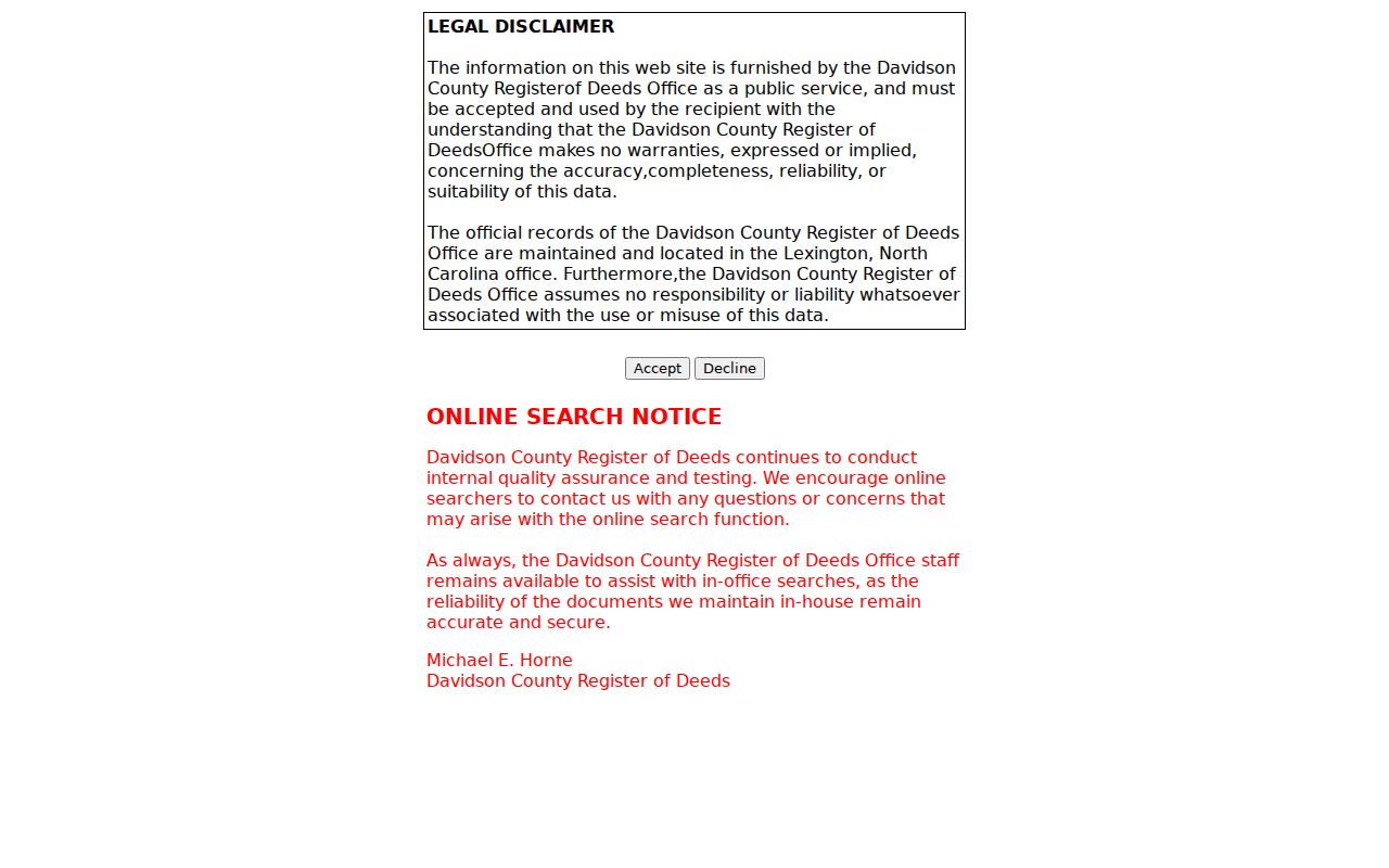 Thomasville residents directory Davidson County deed index search interface