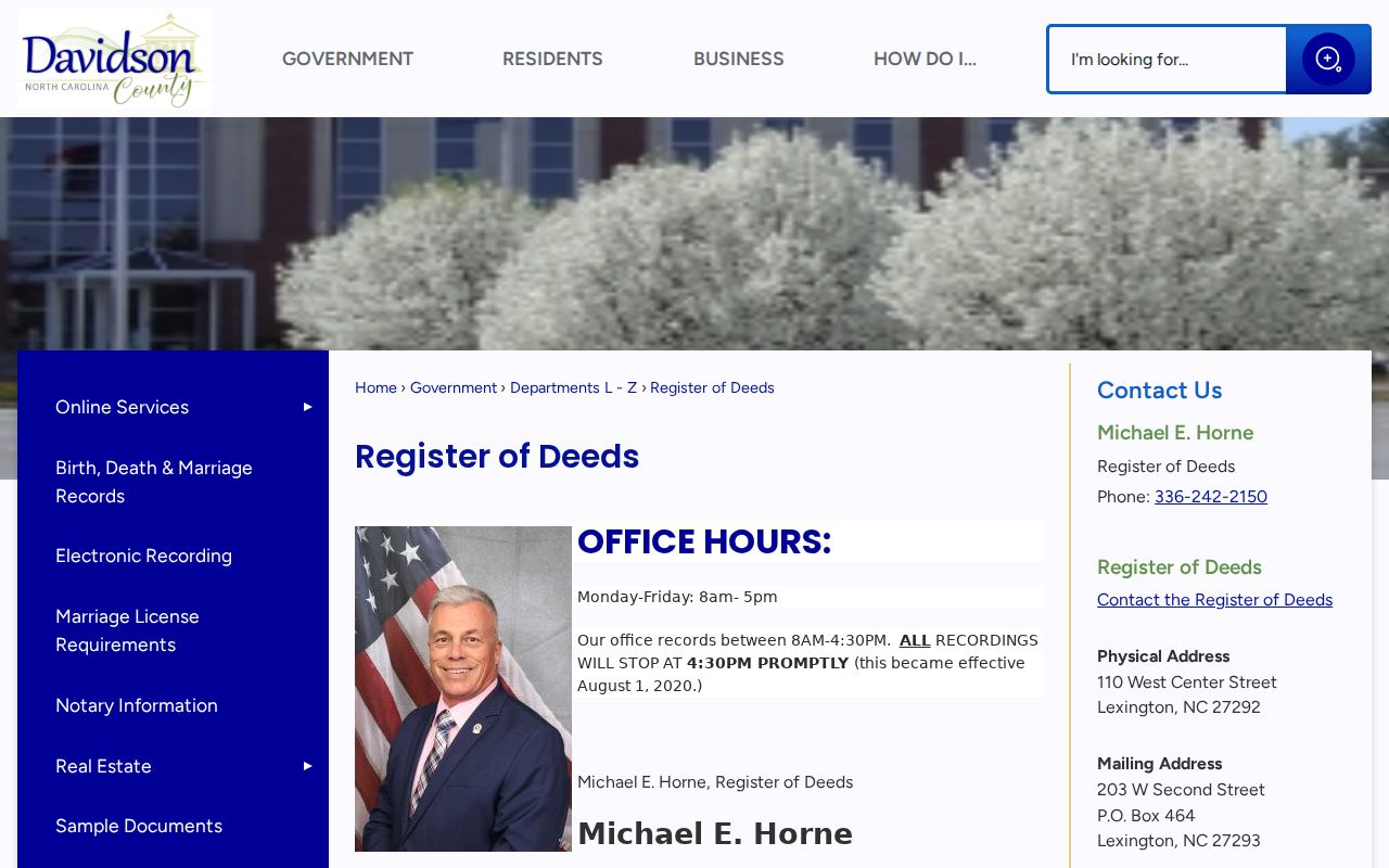 Thomasville previous residents deed research at Davidson Register of Deeds